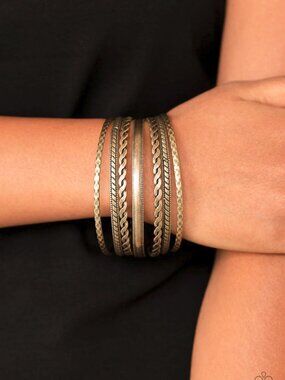 Paparazzi Jewelry Accessories - Rattle and Roll - Brass Bracelet - Vintage